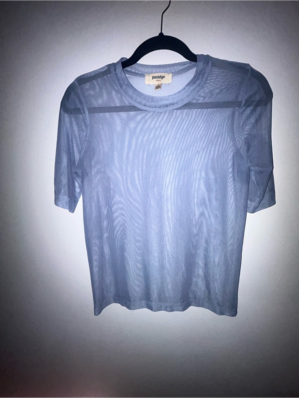 Pompidou Light Blue Sheer Crewneck Top